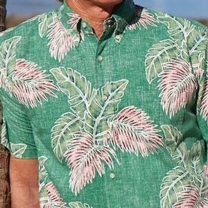 Reyn Spooner Vintage Rainforest Trail 1/4 Button Pullover Aloha Shirt - XXL